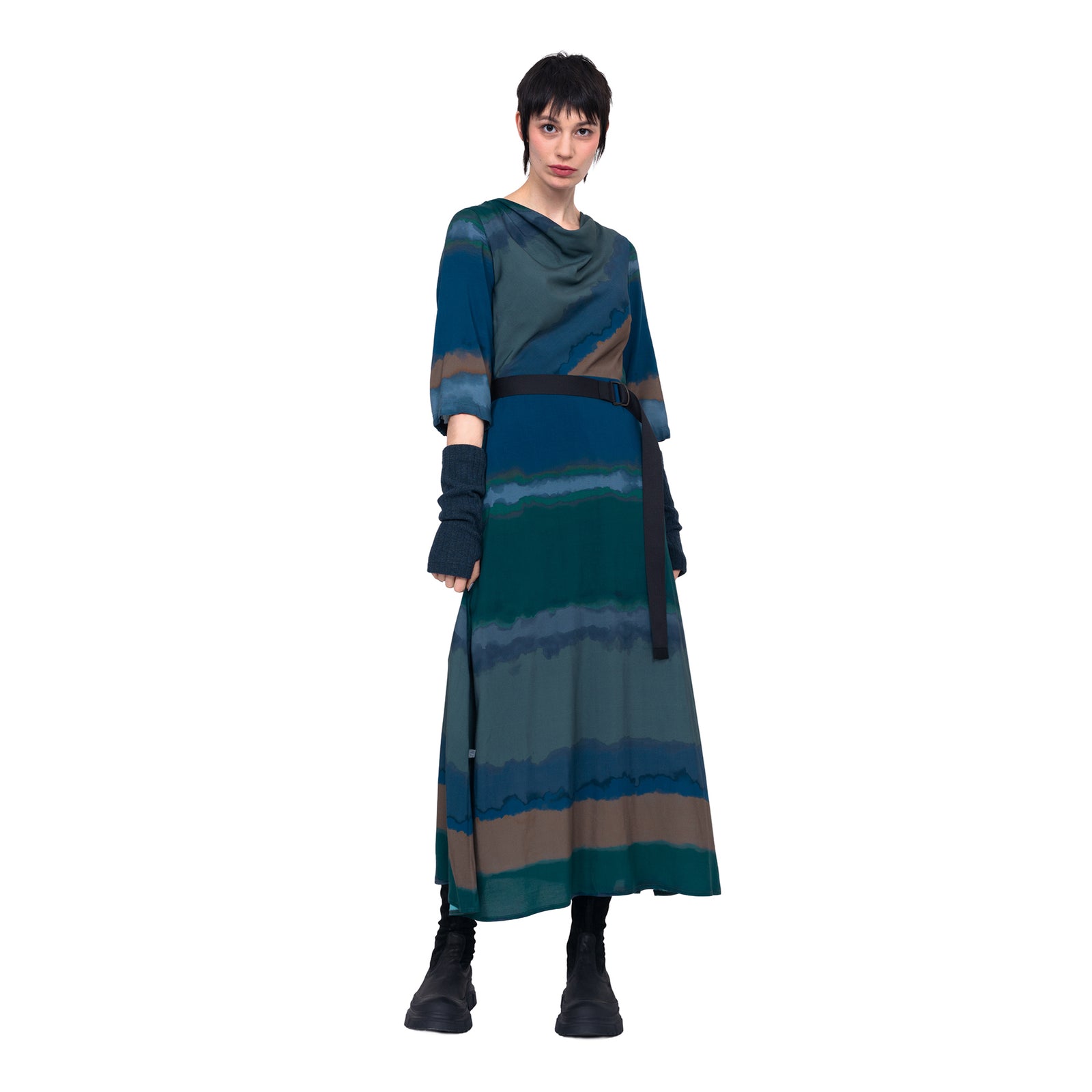 Swingkleid Aquarell Print, 3/4 Arm, lang