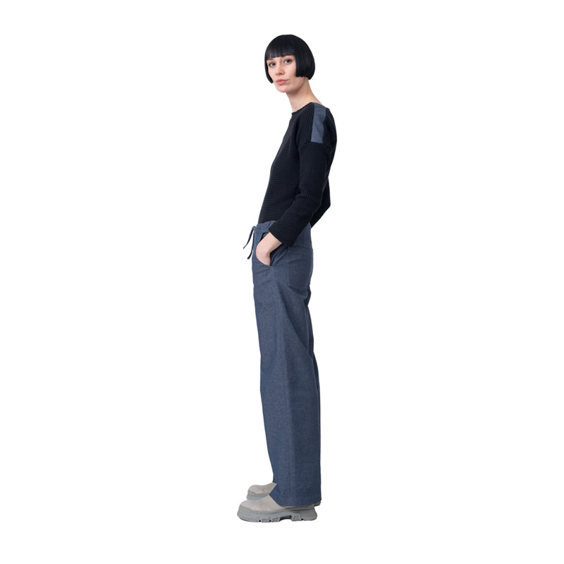 U-Bootpullover, Strick mit Denim