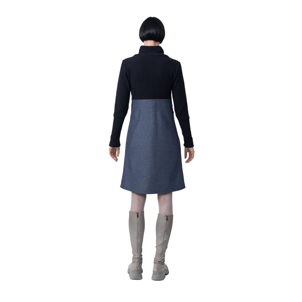 Jeanskleid mit Strickrolli