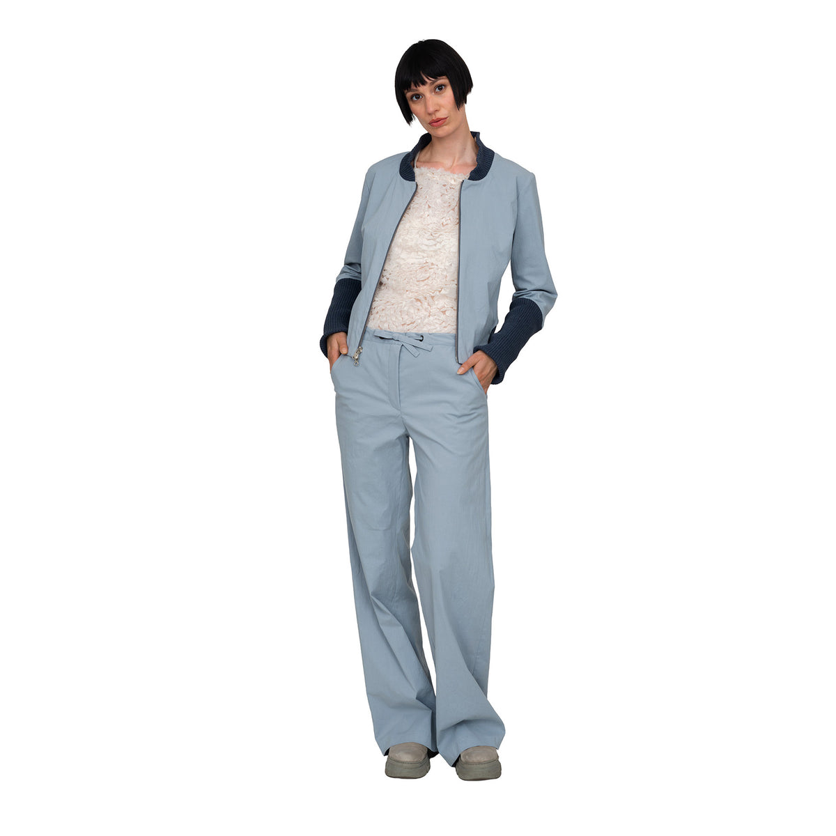 Blousonjacke zum Wenden (ombré/pastellblau &amp; curry/pastellblau)