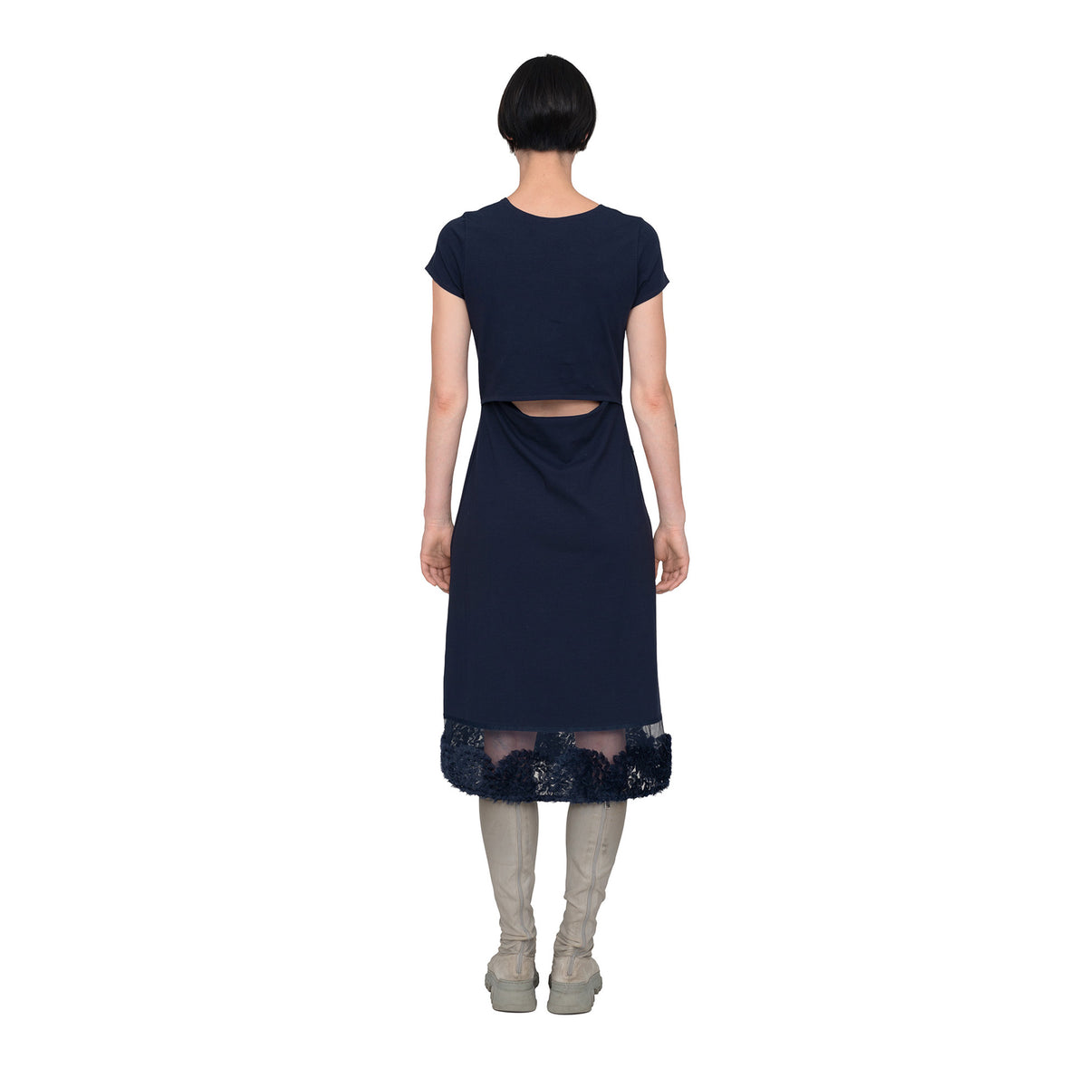 Jerseykleid Tüllsaum mit Rückenschlitz