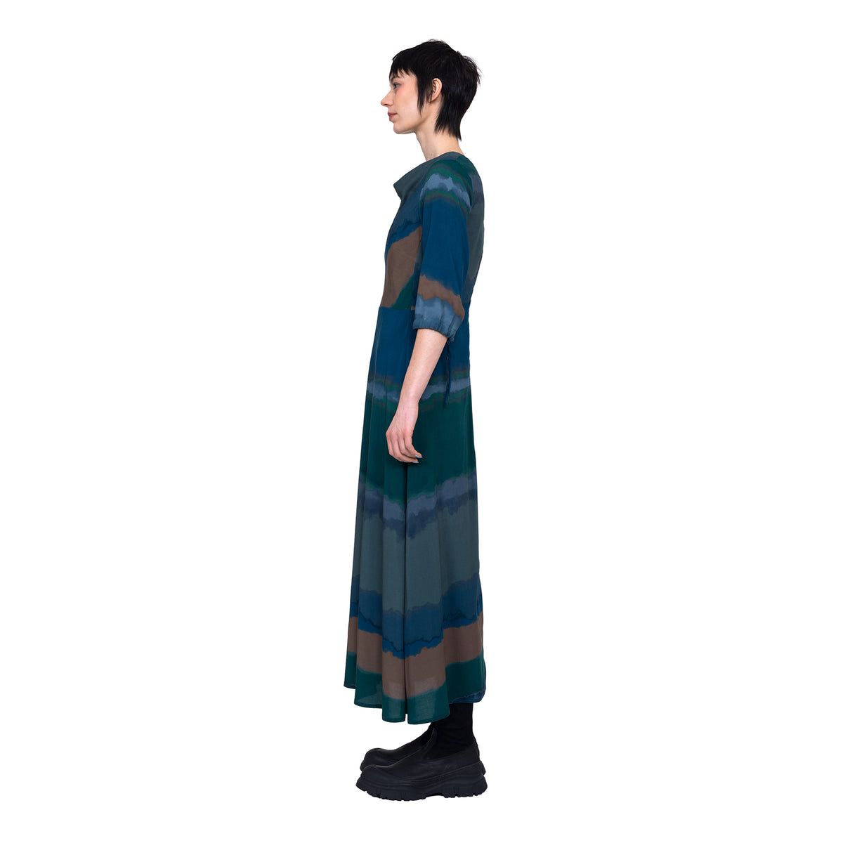 Swingkleid Aquarell Print, 3/4 Arm, lang
