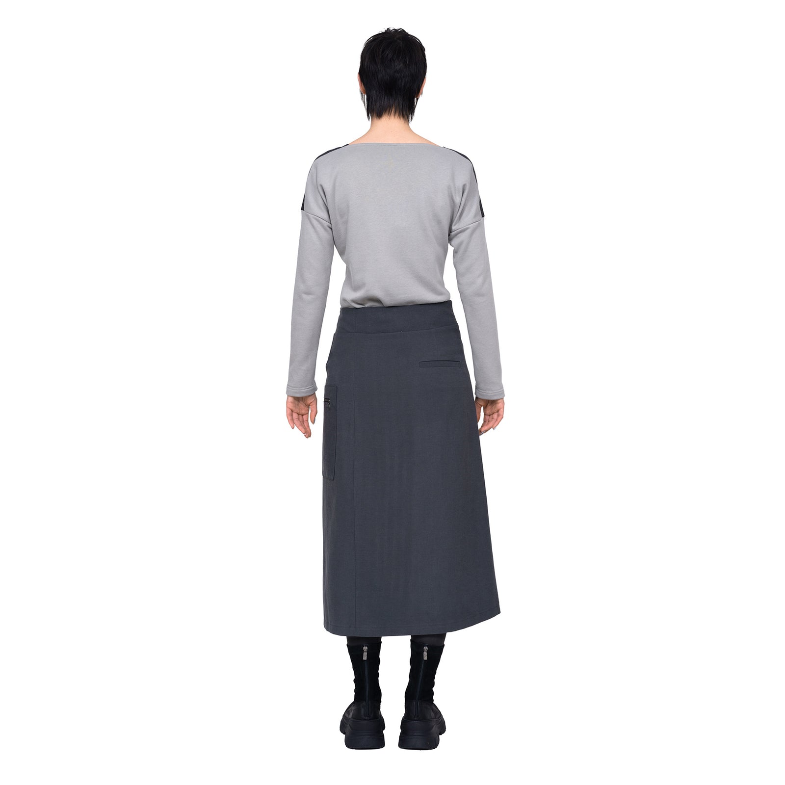 Langer Rock mit Reißverschluss und Taschen, grey